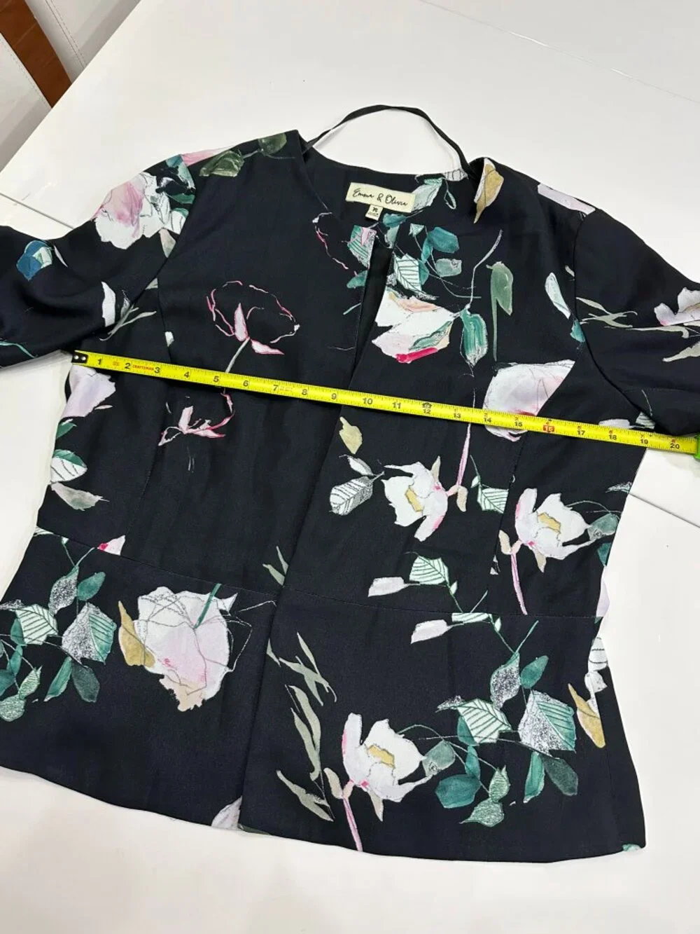 Emma & Olivia Black Floral Print Blazer (M) & Matching Trousers (6) Set